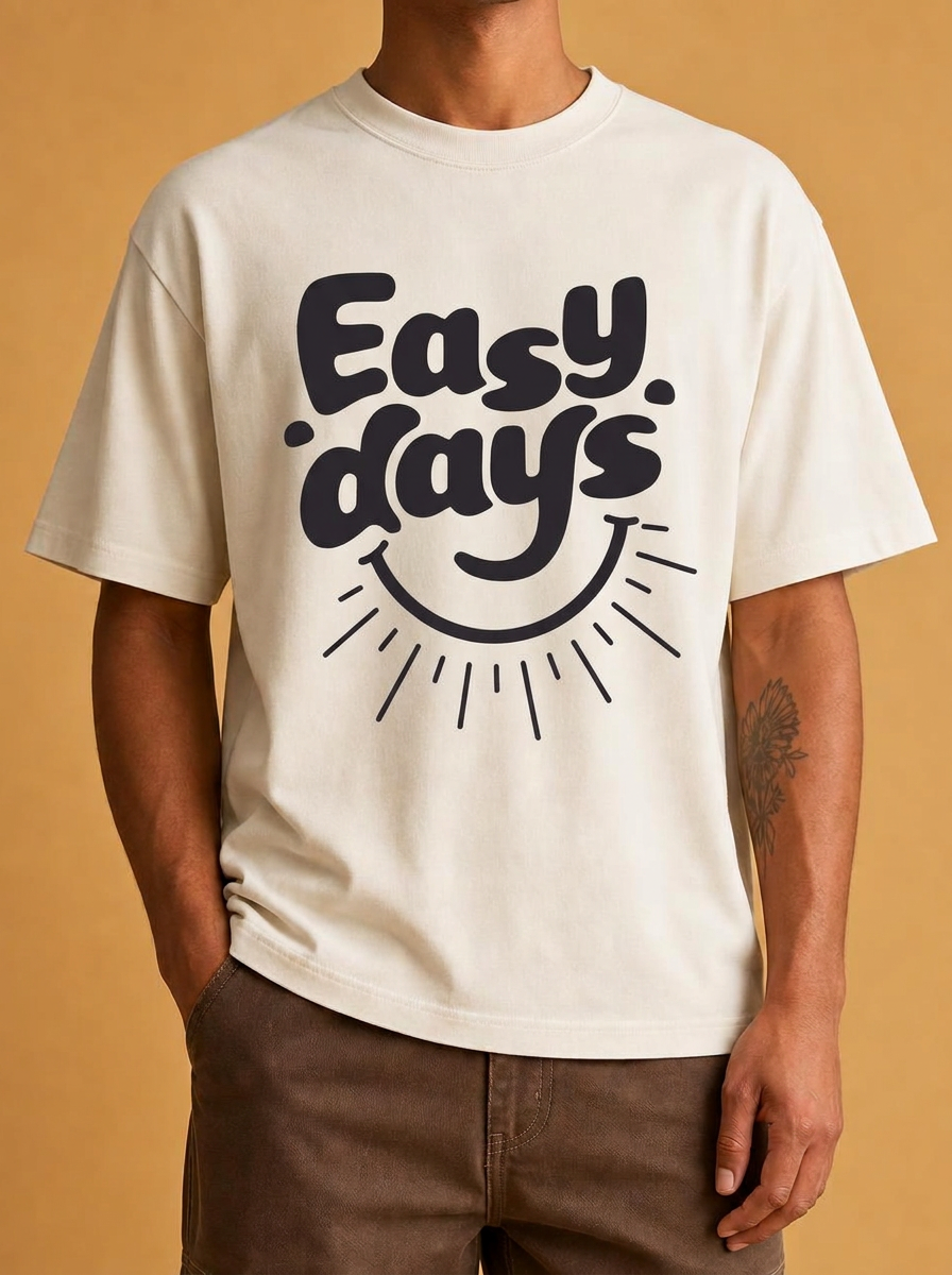 Bubble-Letter Front Tee — Easy Days Collection V1