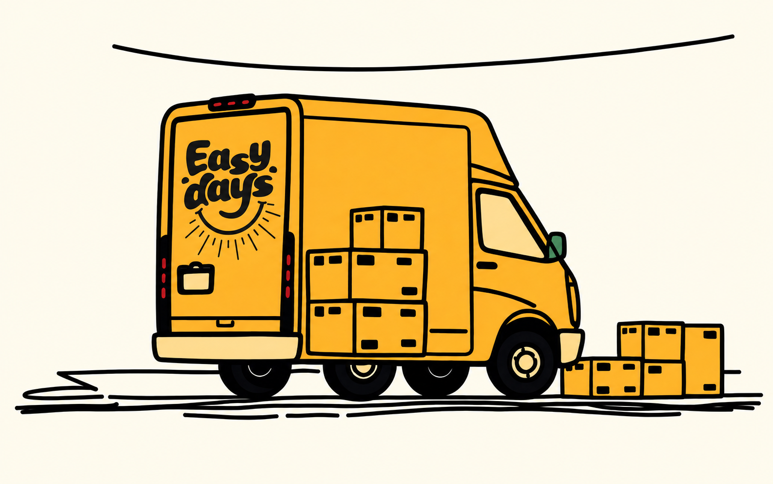 Illustration of an Easy Days delivery van loaded with cases