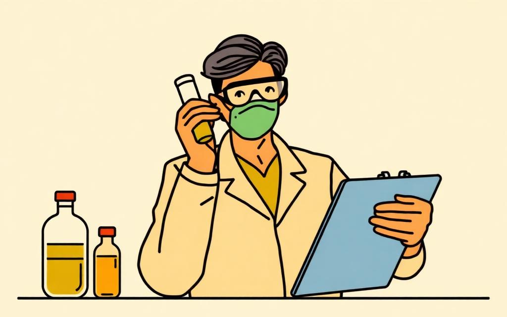 Illustration of a lab technician testing a sample