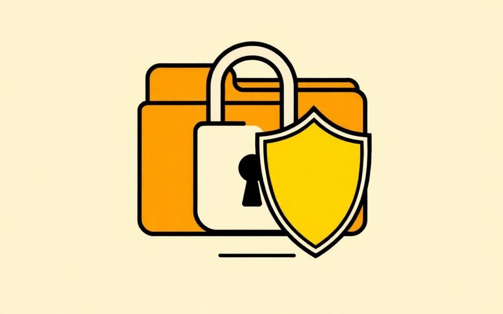 Illustration of a padlock and shield protecting a data folder