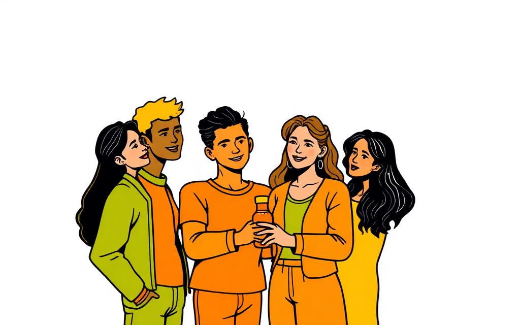 Illustration of a diverse group of people together
