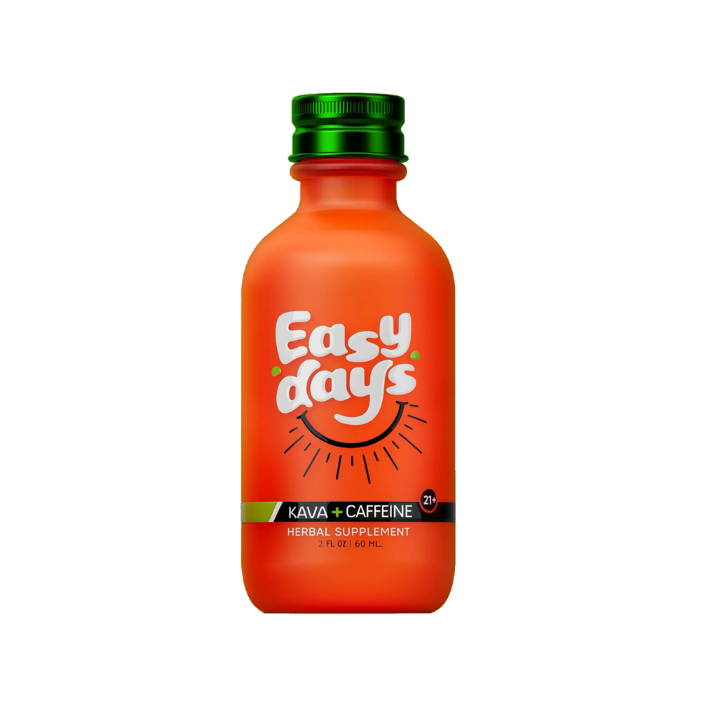 Easy Days Kava + Caffeine bottle with a green cap