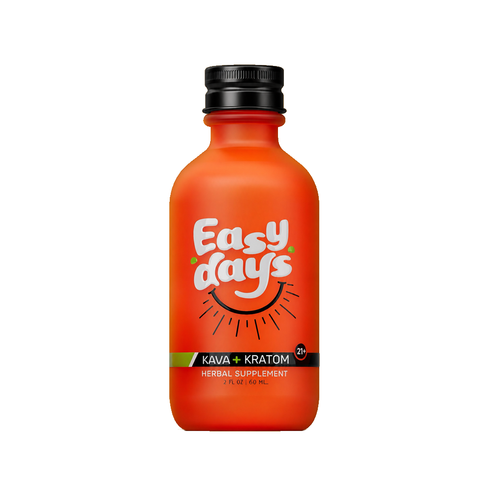 Easy Days Kava + Kratom 2 fl oz bottle, front label